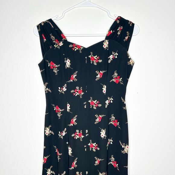 Vintage Paris Collection Floral Black Midi Dress Bow Back - Picture 2 of 5